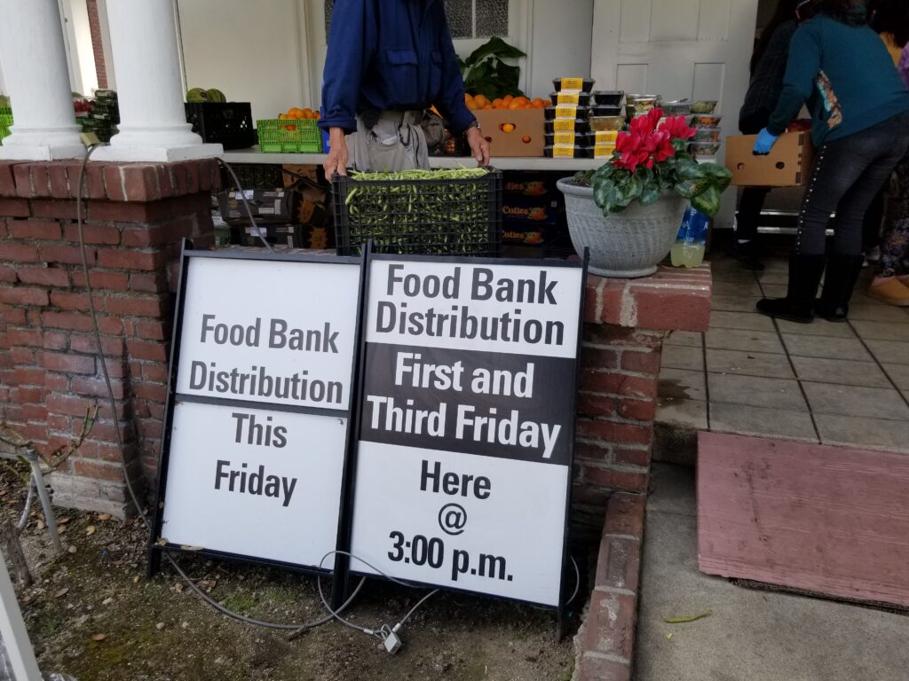 Signage with Food Bank written on front